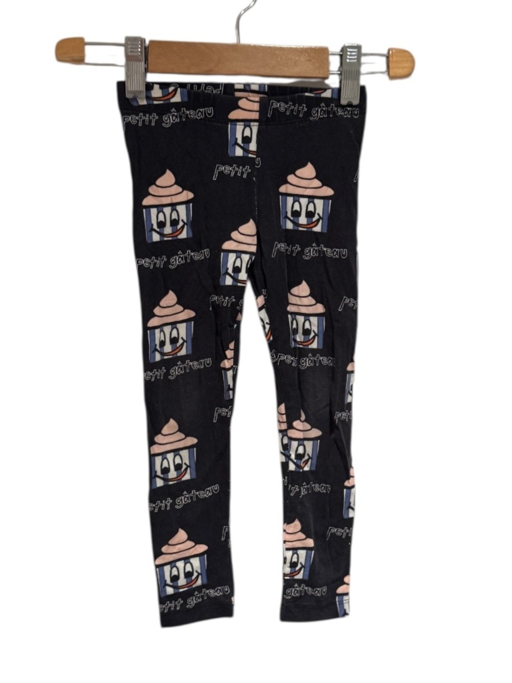 HUGO LOVES TIKI black “petit gateau” print cotton leggings - size 2